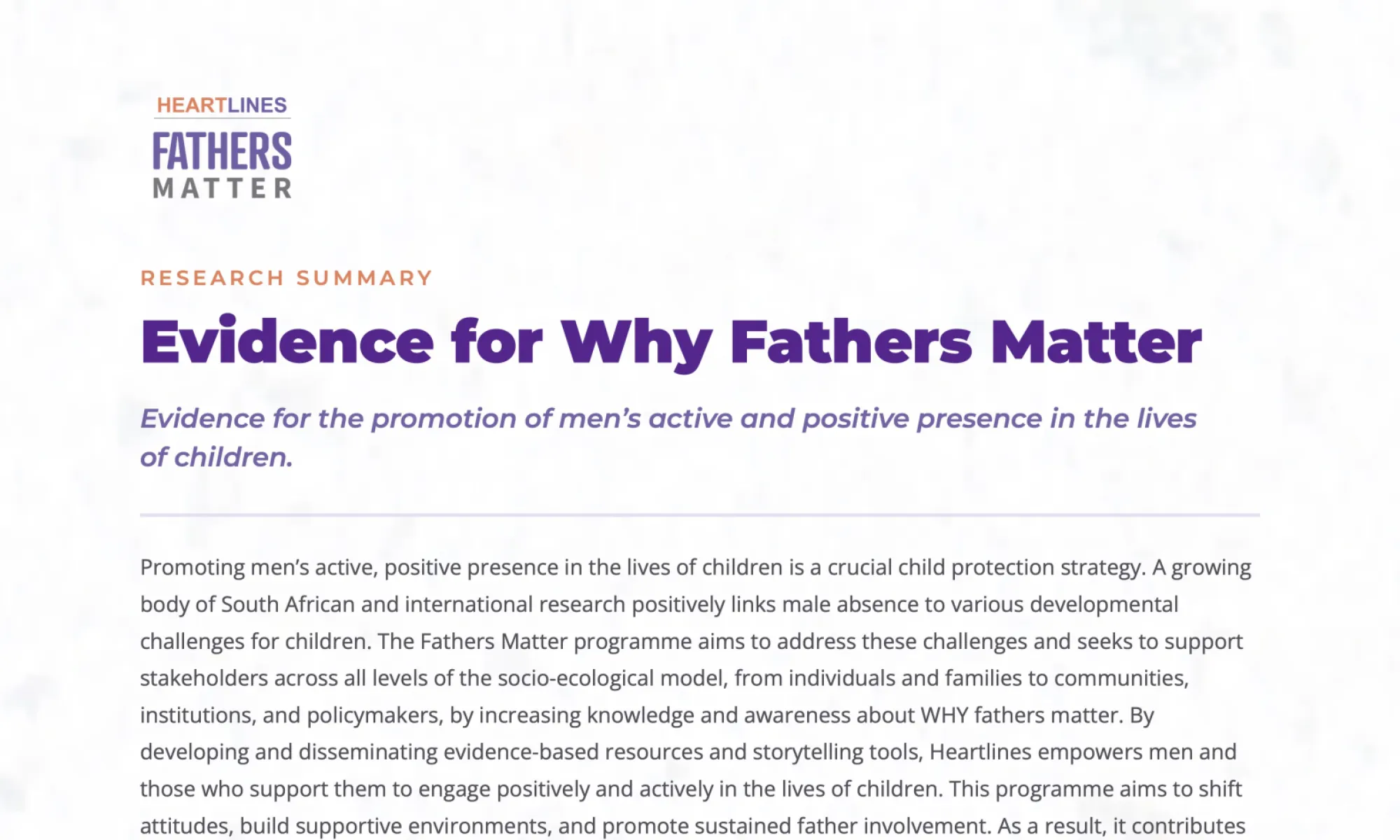 Evidence for Why Fathers Matter Image